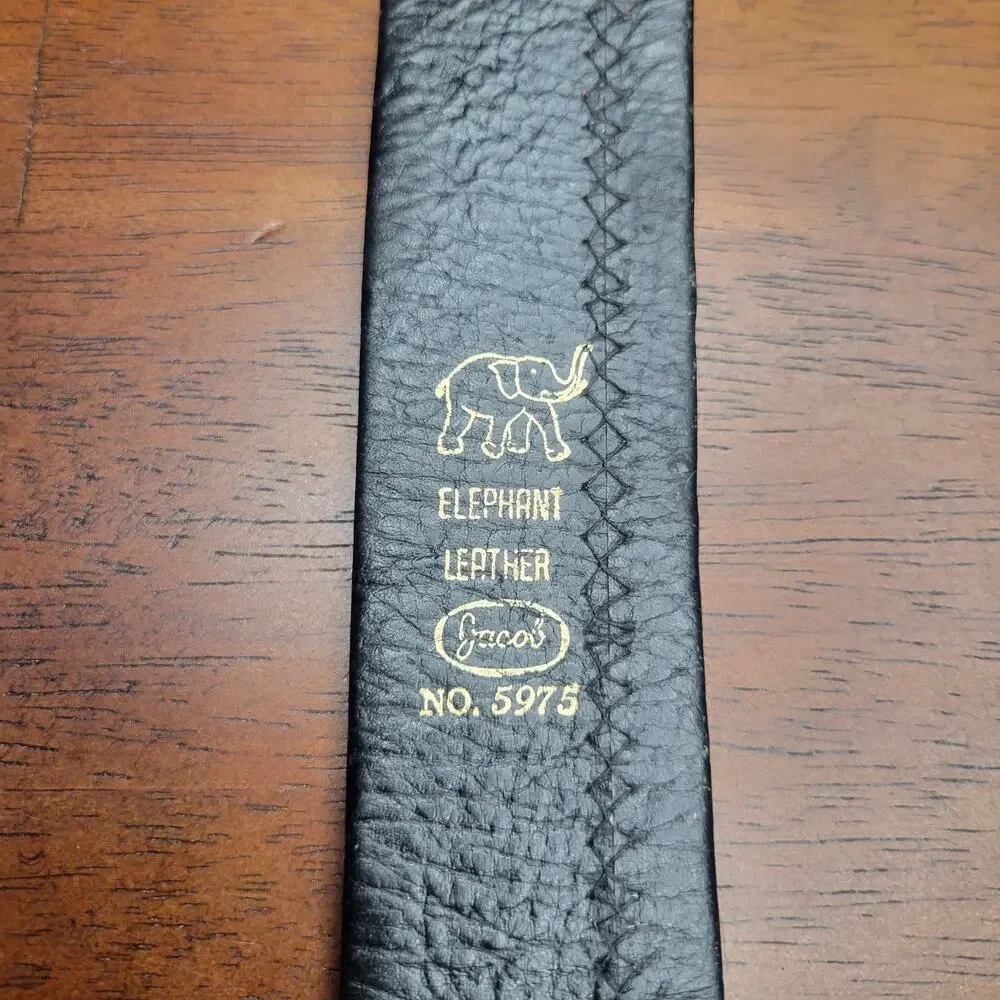 VTG Jacob Genuine Elephant Leather Belt w/ Buckle Made in Thailand Exotic✨️44/46